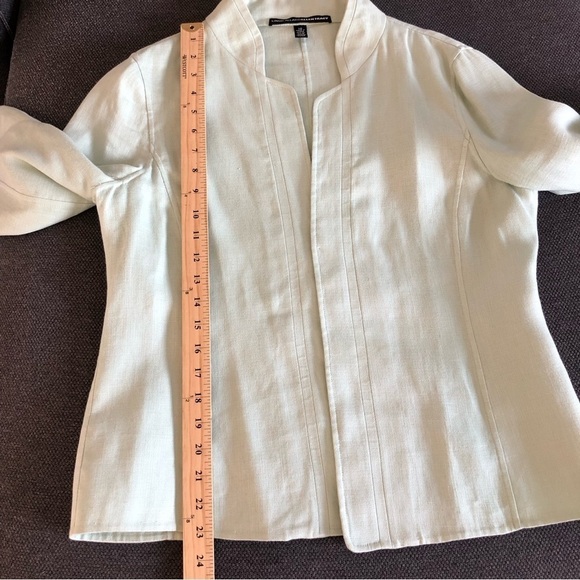 Pastel mint green 100% linen open front Summer blazer size 10 - Picture 9 of 10